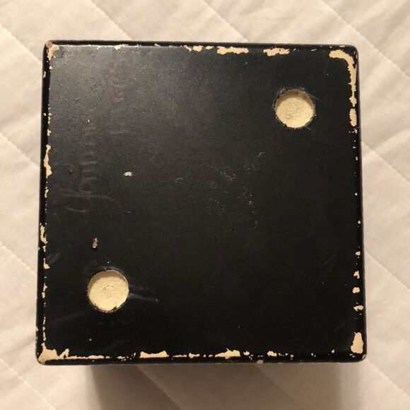 Dice Cube Black Ivory Shabby Shic Wooden Trinket Keepsake Box - Picture 8 of 13